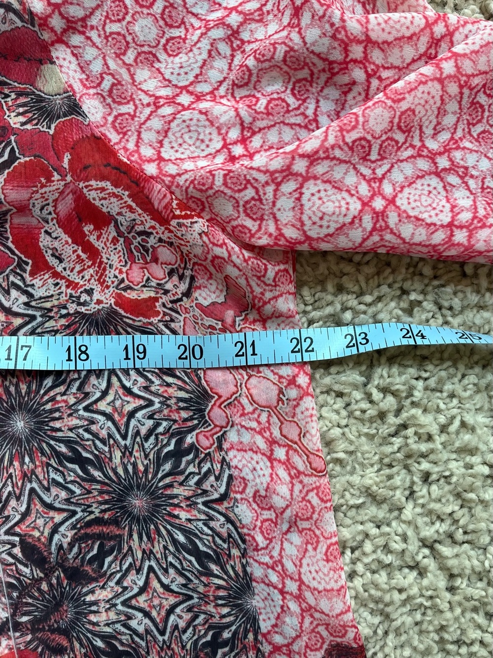 Style & Co. Sheer Pink & Black Floral Tie-Neck 3/4 Sleeve Boho Blouse - Picture 5 of 6